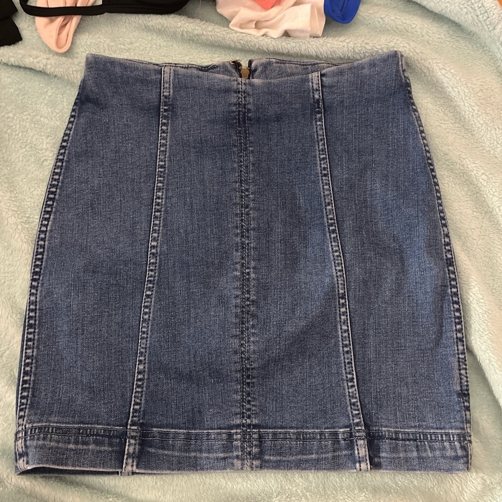 Free People Blue Mini Pencil Skirt Casual